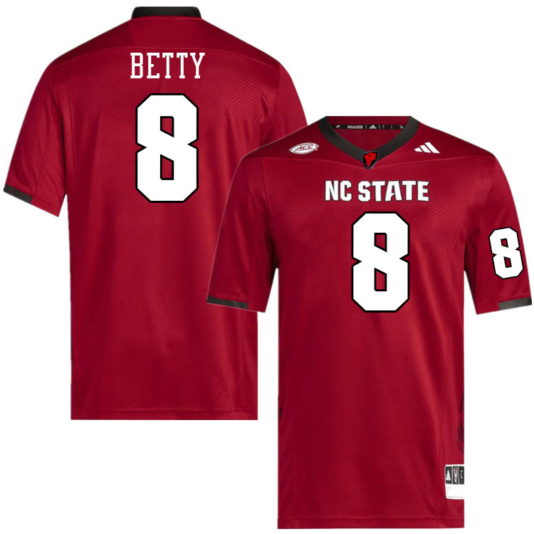 Men #8 Devon Betty NC State Wolfpack College Football Jerseys Stitched-Red